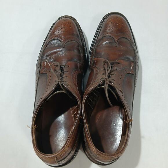 Allen Edmonds Mens Wingtip Oxford Shoes 10.5C Brown Leather Brogue Dress Vintage main image 9